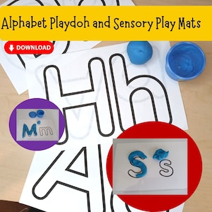 Tapetes ABC Play-doh imprimibles: reconocimiento de letras, aprendizaje sensorial para niños pequeños, preescolares y jardines de infantes, escuelas en el hogar y en el aula.