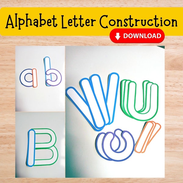 Alphabet Letter Builder for Preschool/Kindergarten- Create uppercase lowercase letters, education printable, multisensory learning activity