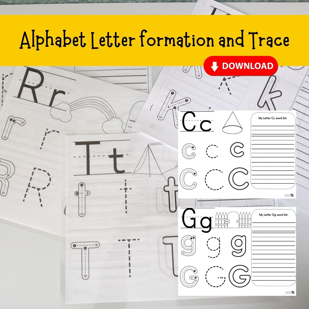 26 Alphabet Worksheet- Letter Tracing, Playdoh Mat, Uppercase Lowercase ...