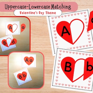 Alphabet Matching Printable, Upper Lowercase Matching, Valentine&#39;s Day Theme- For preschool and kindergarten, busy book, and centers