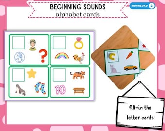 Beginning Letter Sound and Matching Cards Printable- for preschool and kindergarten, reading and phonics for homeschool and classroom