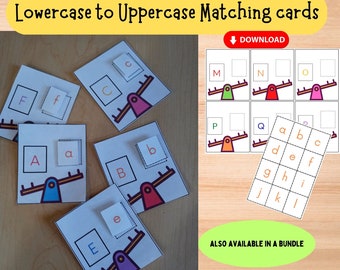 Uppercase and Lowercase Matching Activity for Preschool and Kindergarten Homeschool Printable-Letter Recognition, Busy Box, Fine Motor