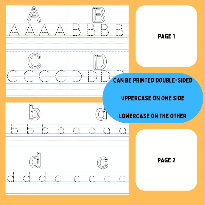 Printable ABC Tracing Flashcards Letter Formation Letter Etsy