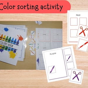 Printable Color Matching Activity for toddlers, preschool, and kindergarten- homeschool printable for busy binder and autism learning