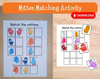 Matching Activity for Preschool and Kindergarten- Mitten theme printable for preschool, toddler, kindergarten, and homeschool learning
