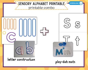 Sensory alphabet printables-letter construction and playdough mat for preschool and kindergarten, fine motor activity for letter recognition