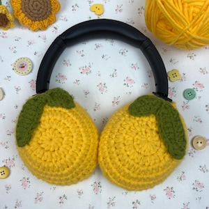 Crochet Lemon design AirPods Max Headphone Covers,AirPods Max Cover,Sony XM4/XM5 Cover,Handmade ,Gift For Her,music lover gift