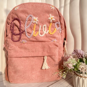 Personalized Children&#39;s Name Backpack,Custom Name Backpack,Handmade Corduroy Backpack,Personalized School Bags for Kids,Gift for Toddler