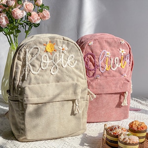 Sac à dos avec prénom pour enfant personnalisé, Sac à dos avec prénom personnalisé, Sac à dos en velours côtelé fait main, Sacs d'école personnalisés pour enfants, Cadeau pour tout-petit