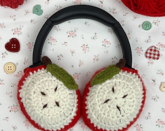 Crochet Red Apple Design AirPods Max Kopfhörer-Abdeckungen, AirPods Max Cover, Sony XM4 / XM5 Cover, handgemacht, Geschenk für sie, Musik-Liebhaber-Geschenk