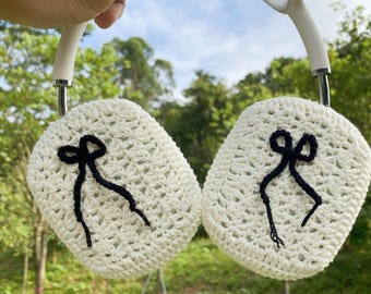 Crochet Bow AirPods Max Headphone Covers,AirPods Max Cover,Sony XM4,Sony XM5 Cover,Handmade,Headphone Case,Gift For Her