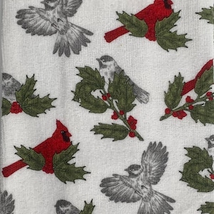 Red Cardinal and Mistletoe Hanging Dish Towel