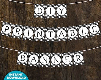 Buffalo Plaid Printable Banner, Party Decor (PDF Download)