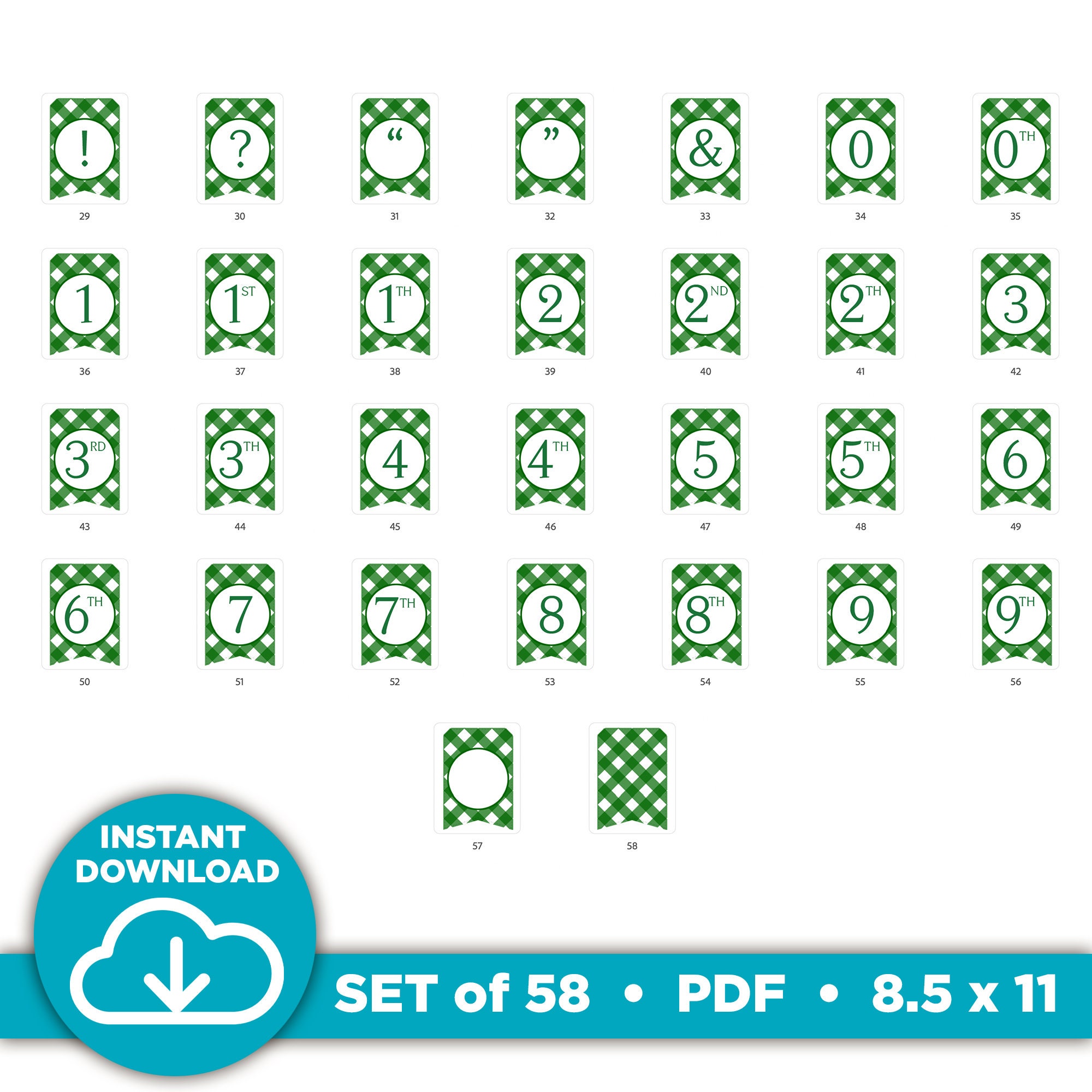 Green Plaid Printable Banner for Shower, Birthday Party, Gender Reveal ...