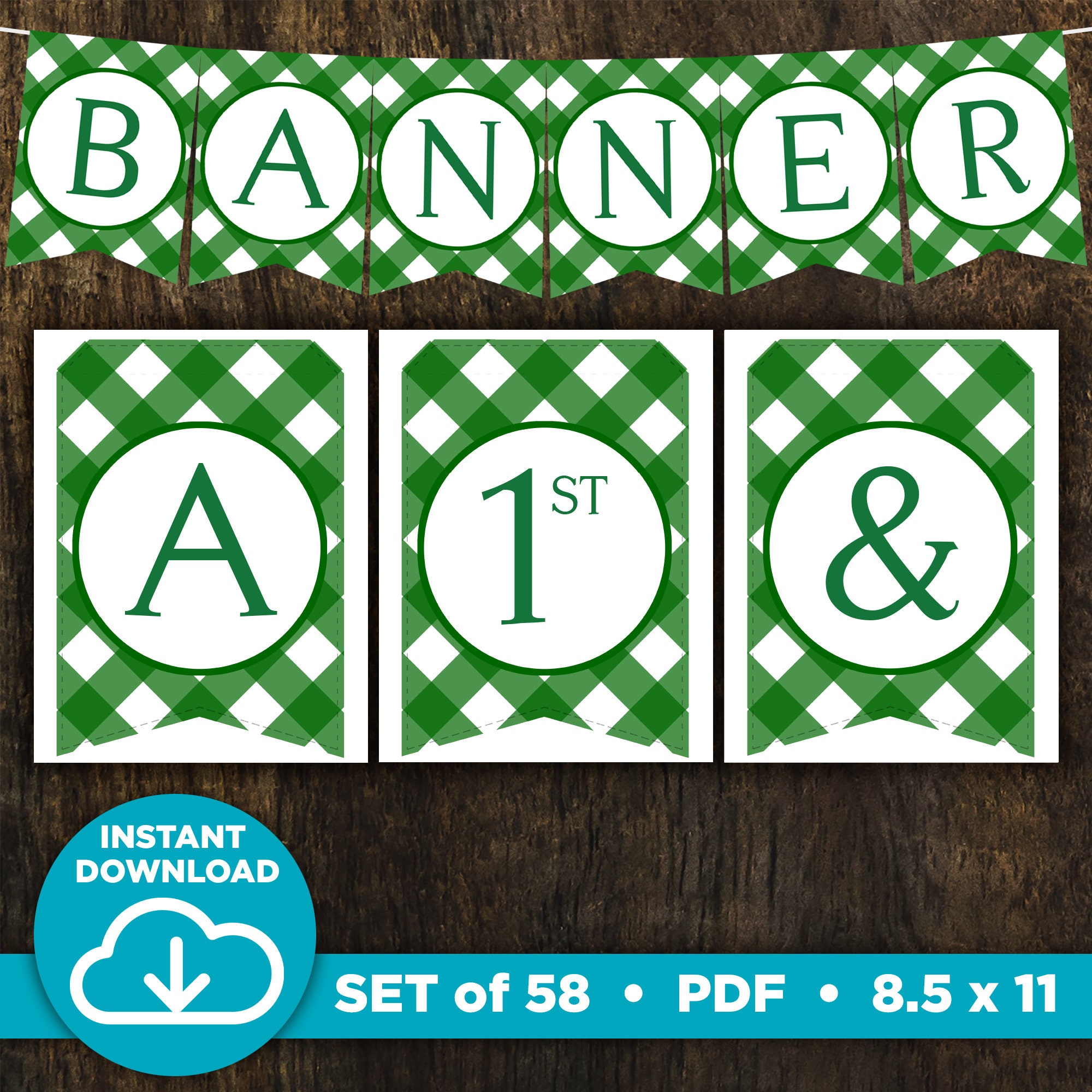Green Plaid Printable Banner, St. Patrick's Day, DIY Decor (PDF) - Etsy