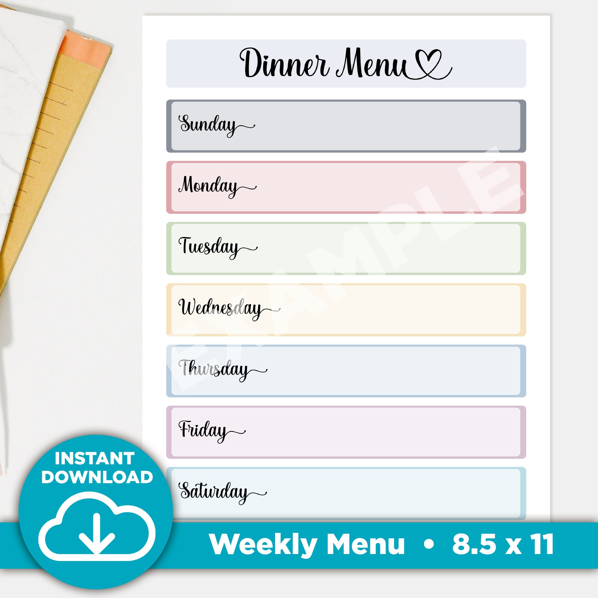 Printable Meal Planner Bundle, Weekly, Monthly, Dinner Menu (fillable ...