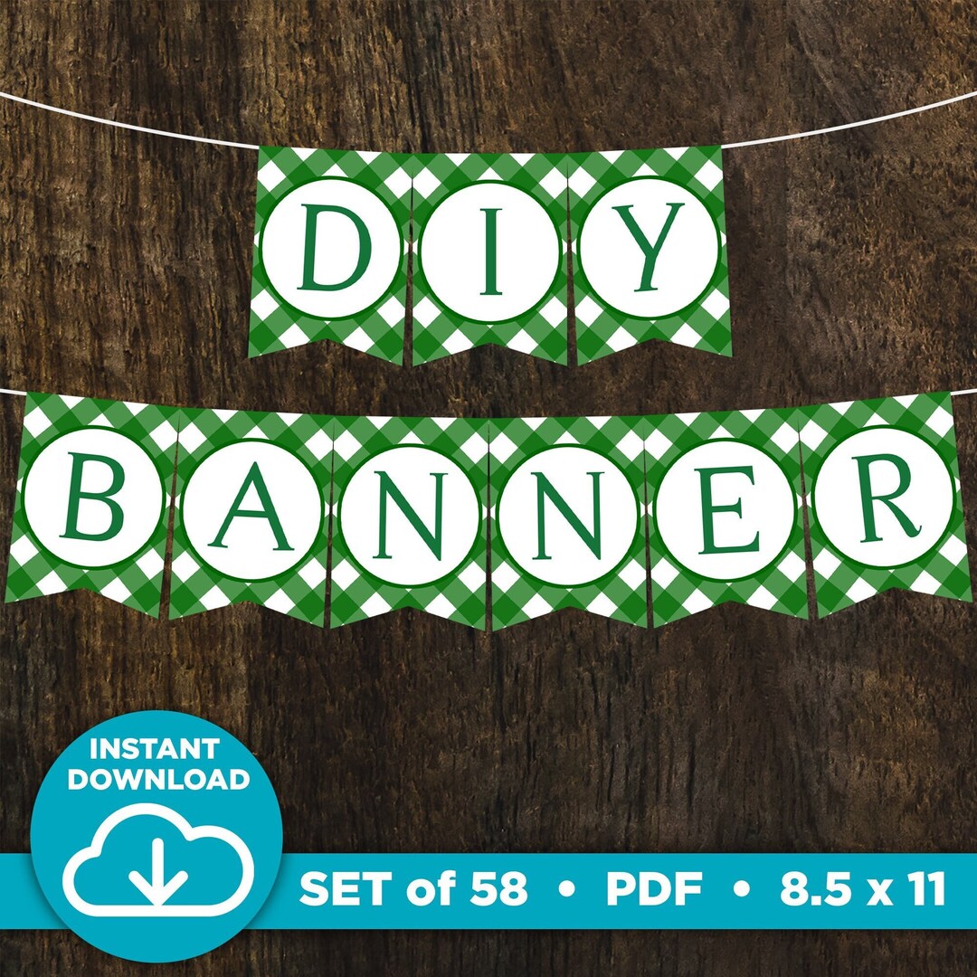 Green Plaid Printable Banner, St. Patrick's Day, DIY Decor (PDF) - Etsy