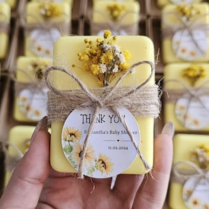 Sunflower Themed Soap Favor | Custom Label Party Gifts for Baby Showers, Bridal Showers, Weddings & Events | 1.75oz