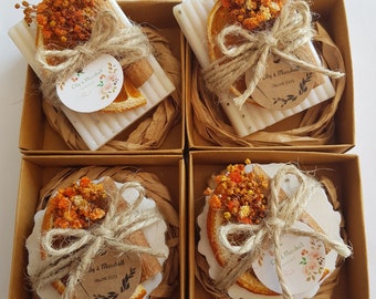 Boho Wedding Gift for Guests, Orange Mini Soap Favors, Personalized Favors for Wedding, Engagement Party Favors