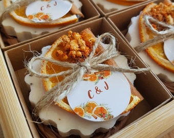 Orange Mini Soap Favors, Engagement Party Favors, Bridal Shower Favors, Wedding Favors for Guests in Bulk