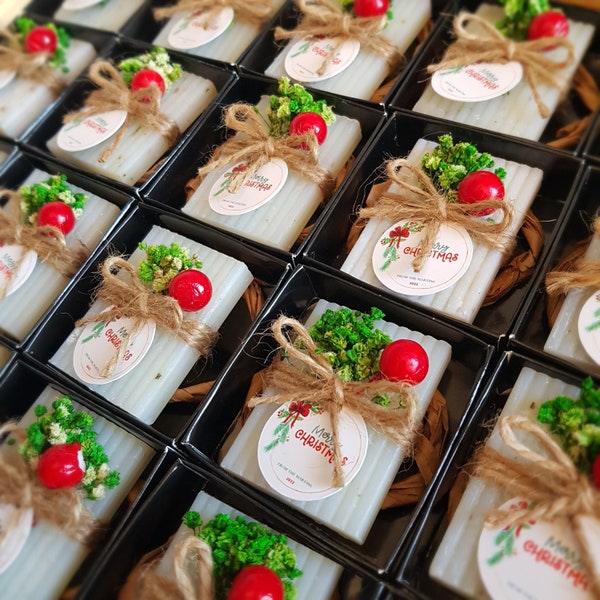 Personalized Christmas Party Favors for Guests, Christmas Scent Soap Favors, Holiday Favors Bulk