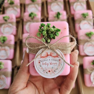 Bow Soap Party Favors | Custom Baby Shower Soap Gifts | Floral Bow Soaps with Personalized Tags | Girl Baby Shower Favors | 1.75oz