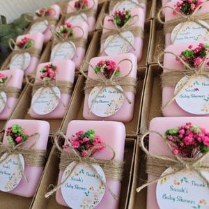 Personalized Pink Soap Favors | Wildflower Baby Shower Favor | Pink Theme Party Favors | Bridal Shower Soap Savors | Custom Label | 1.75oz