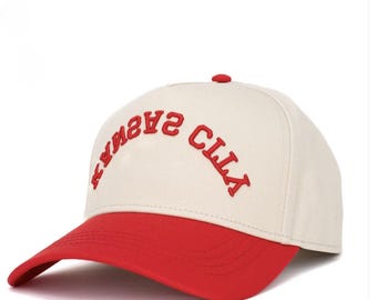 Kansas City Upside Down Hat – Embroidered Red & Cream Baseball Cap