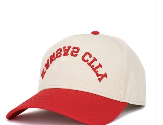 Kansas City Upside Down Hat – Embroidered Red & Cream Baseball Cap