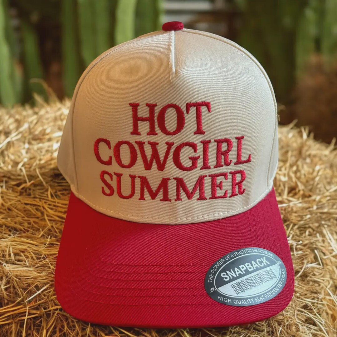 Hot Cowgirl Summer Trucker Hat – Embroidered Red & Natural  display picture 1