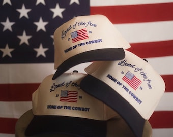 land of the free home of the cowboy embroidered hat