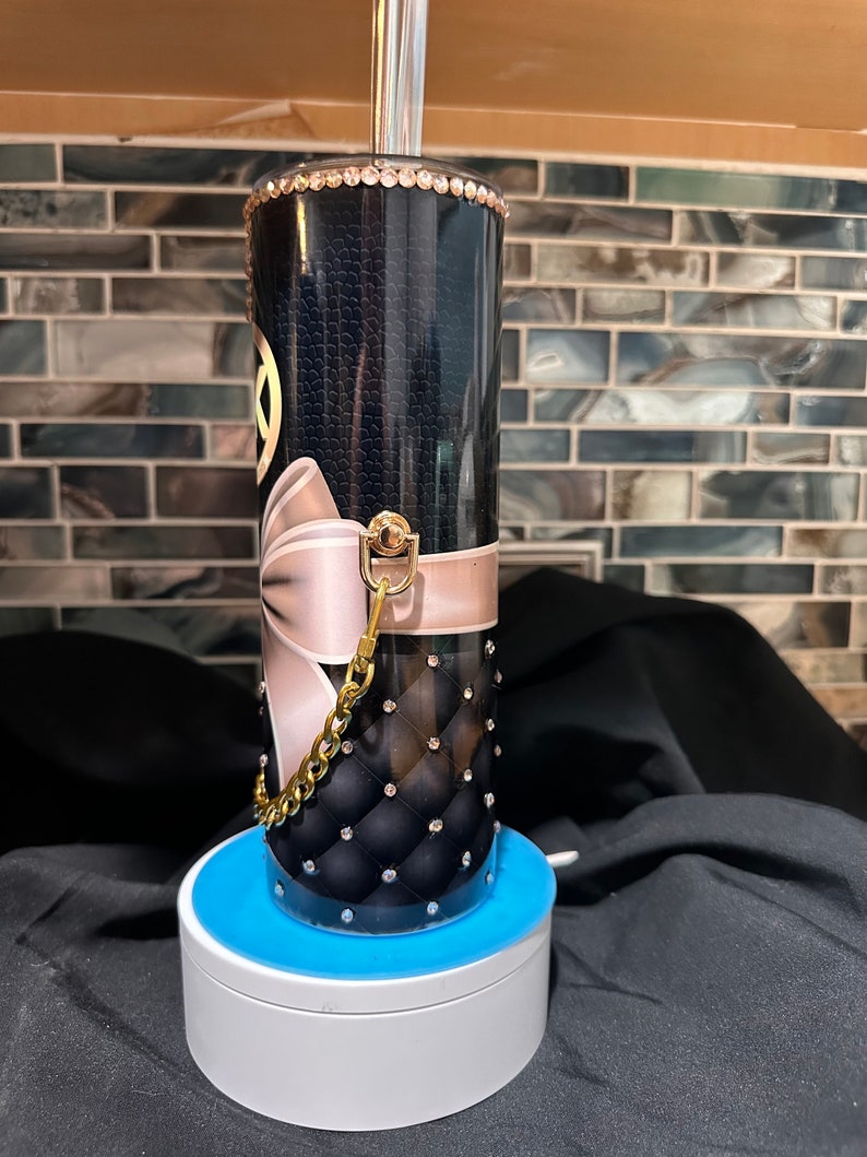 20 Oz Skinny Purse Tumbler With Chain Etsy