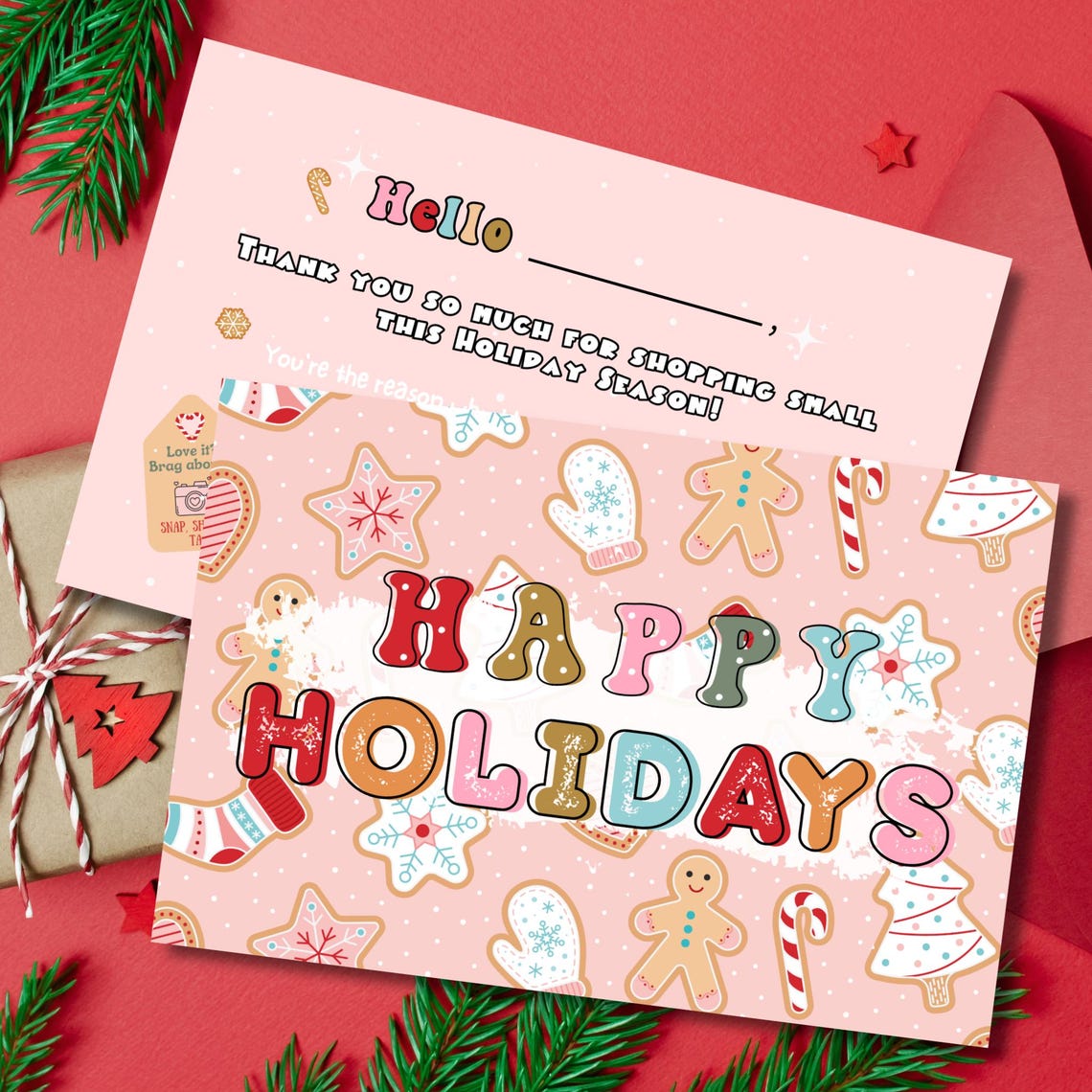 Gingerbread Happy Holidays Thank You Cards for Small Business, Insert ...