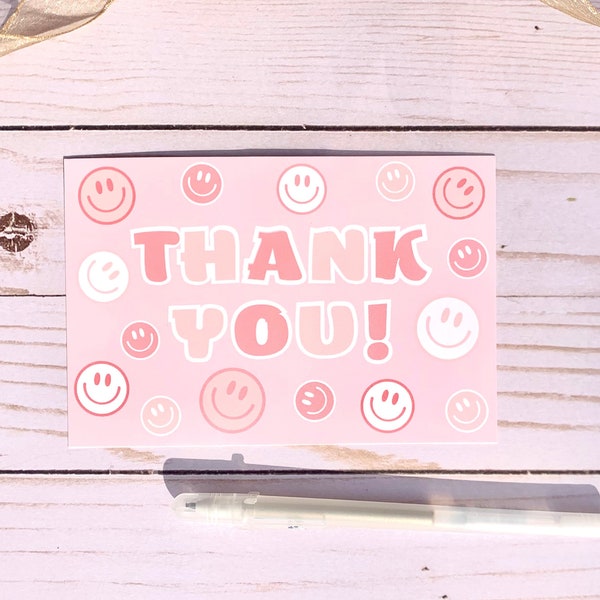 Thank You Cards for Small Business Pink Smiley Face Insert Cards Packaging Supplies Ships Fast Pink Insert Packaging Cute Thank You Notes