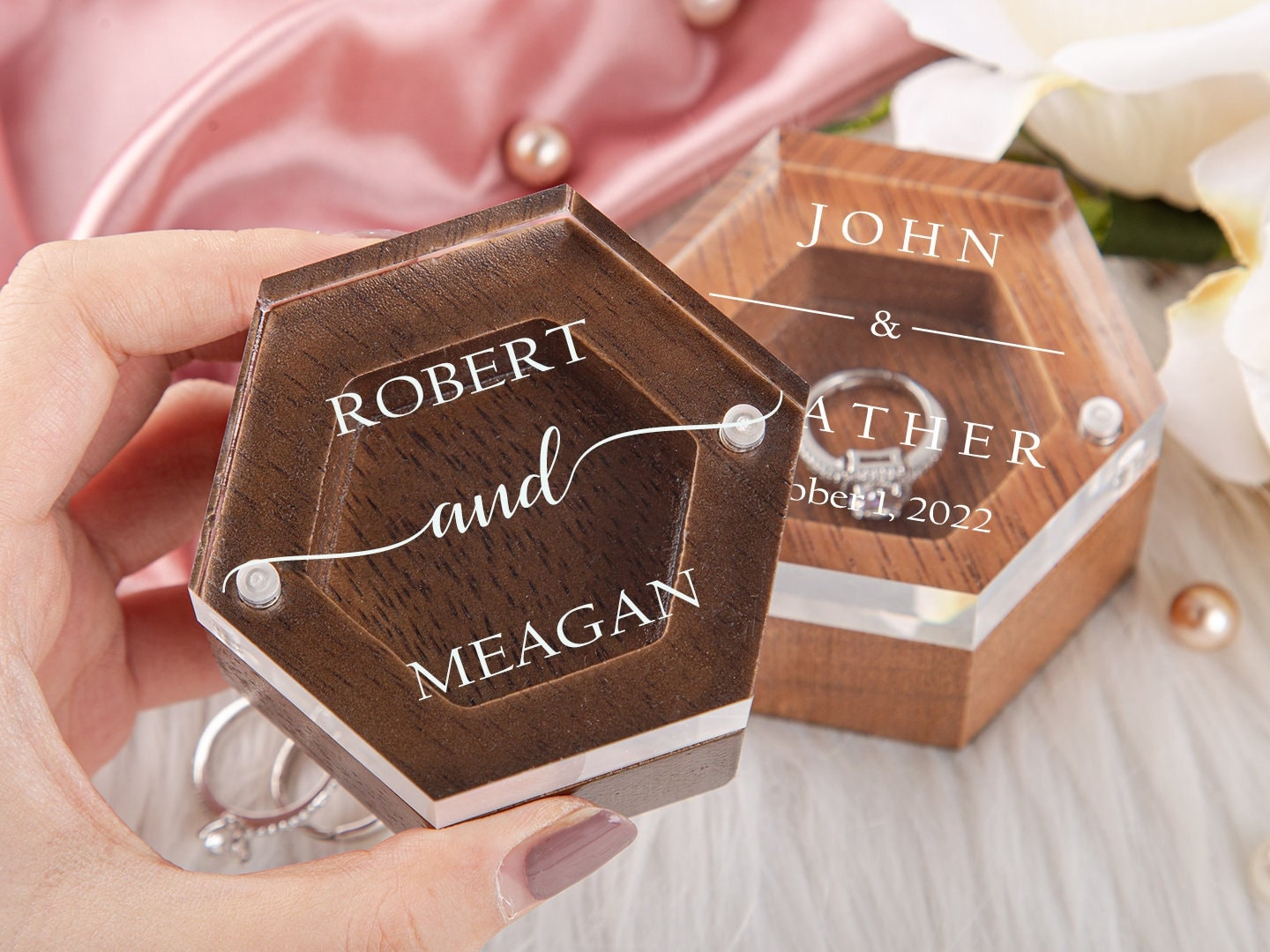 Custom Ring Bearer Box Proposal Box Gifts RB3 Personalised Wedding Ring Box 