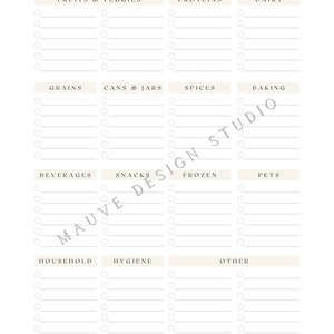 Grocery List Template Printable (Short & Extended Version)