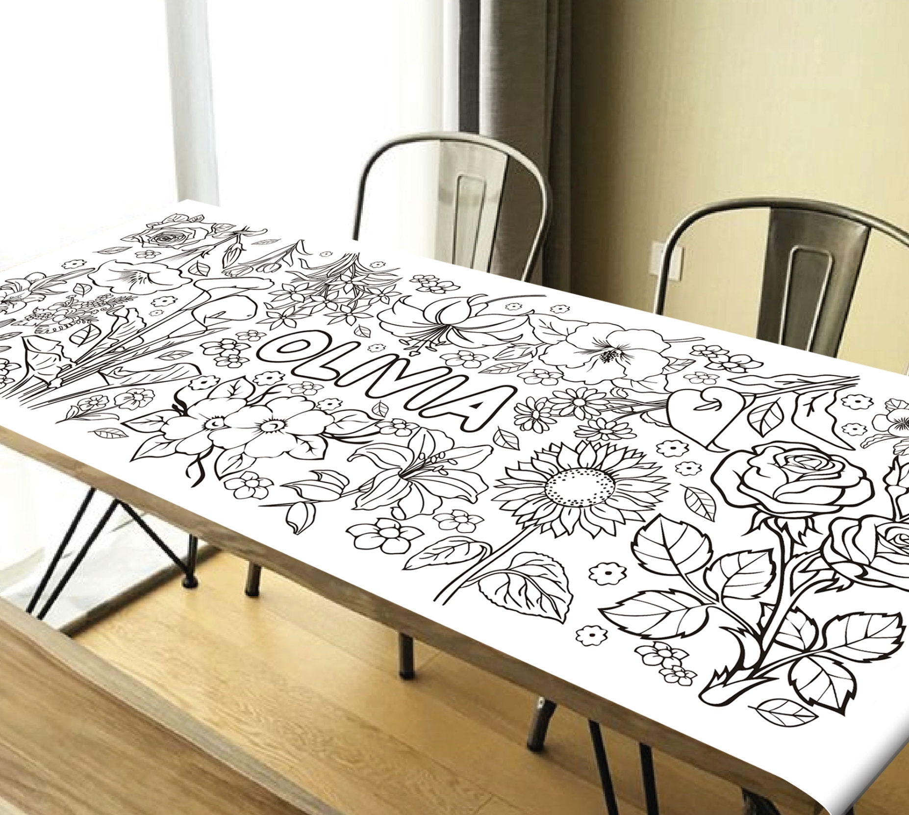 LARGE Garden Party Coloring Sheet Customized GIANT Garden Etsy
