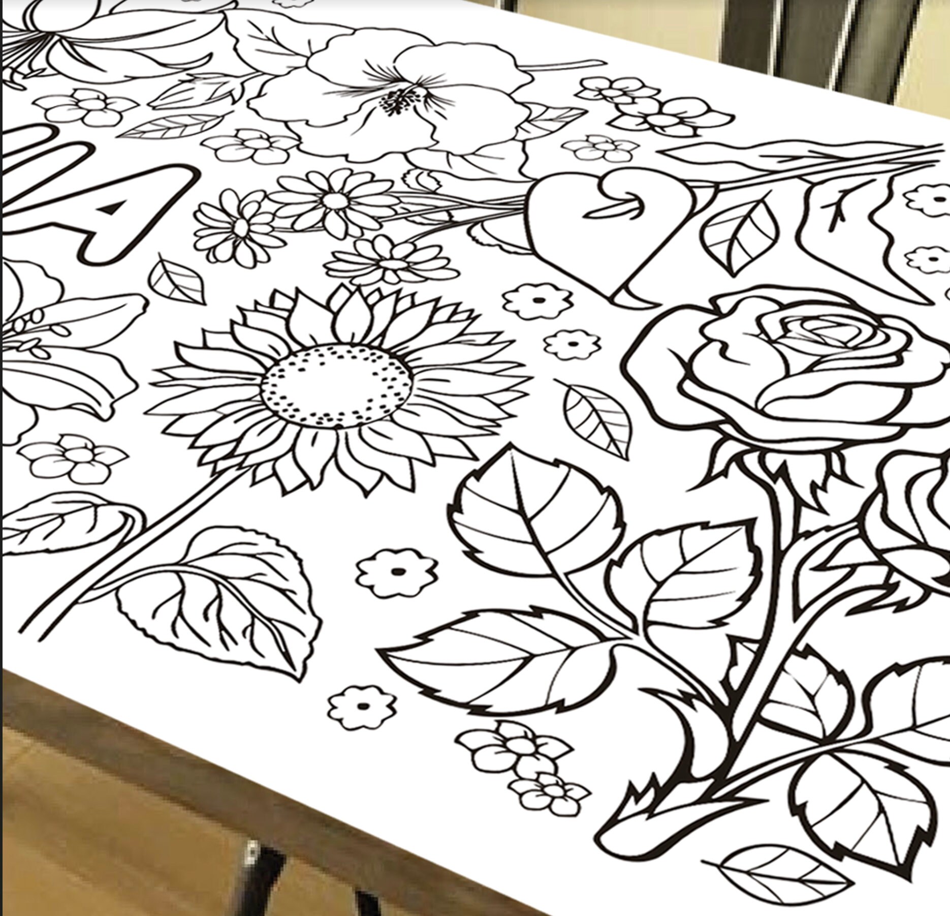 LARGE Garden Party Coloring Sheet Customized GIANT Garden Etsy