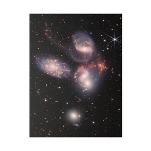 James Webb Stephan&#39;s Quintet, NASA Image on Canvas, Space Poster, High Resolution Telescope Photos (JWST), Wall Art