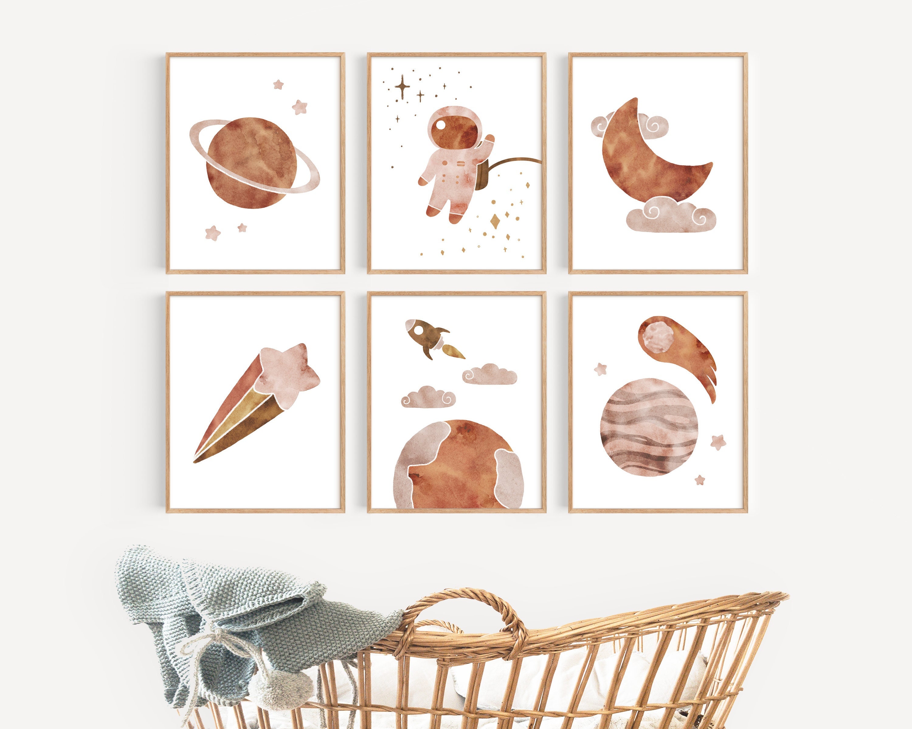 Outer Space Boho Nursery Prints Set of 6, Digital Download, Gender ...