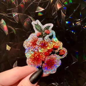 Kirschblüten Aufkleber, Glitzer Aufkleber, Blumen Sticker, Blumen Sticker