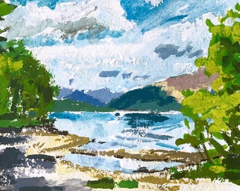 Luss, Loch Lomond, 2.5" x 3.5" Gouache on Paper