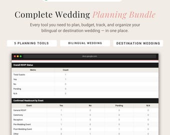 Wedding Planning Bundle for Bilingual and Destination Weddings | Budget, RSVP , Vendor Comparison, Checklist, and more