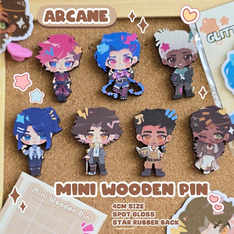 Arcane - Mini Wooden Pin & Sticker Pack - Etsy