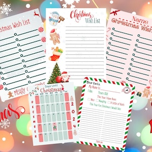 Druckbare Weihnachtswunschliste, Kinder druckbare Weihnachtswunschliste, Kinder-Weihnachtsliste, Teenager-Weihnachtsliste, Brief an den Weihnachtsmann