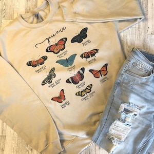 Christian affirmation sweater, butterfly sweater, religious sweater, affirmation shirt, bible verse sweater, faith apparel, Christian quotes