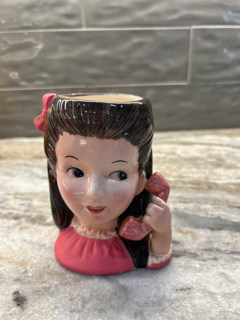 Enesco Vintage Girl Head Vase Etsy