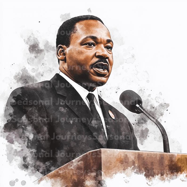 Martin Luther King Podium Clipart Watercolor Bundle | Black History Art ...