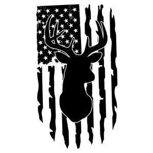 American Flag Buck Head Decal - Patriotic Hunting Decor