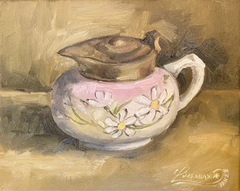Antique Pitcher, Still Life Painting, Alla Prima Painting, Oil on canvas